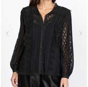 Johnny Was Soluna Lace Blouse Women's L Boho